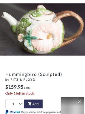 vintage, hand-painted earthenware Hummingbird (Sculpted) by Fitz & Floyd